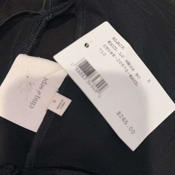 NWT Cinq a Sept Black Velvet/Mesh Bodysuit Small - Picture 10 of 13